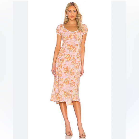 ASTR the Label Caprice Midi Dress in Pink Papaya Floral - Picture 1 of 6